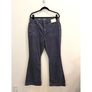 Ana Corduroy High Rise Flare Pants Slate Blue Gray Womens Size 16 NWT